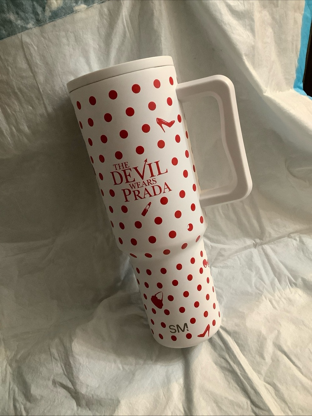The Devil Wears Prada Red Polka Dot Travel Mug - White & Red